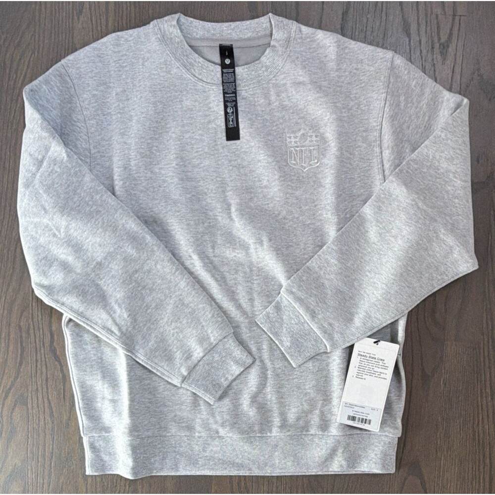 LULULEMON Steady State Crew Sweatshirt NFL Shield Heathered Core Grey Size S NWT